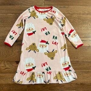 Carter’s Size 4-5A Christmas Holiday Santa Reindeer Pajamas Nightgown